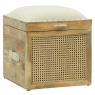 Mango wood and rattan chest/pouffe