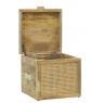 Mango wood and rattan chest/pouffe