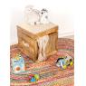 Mango wood and rattan chest/pouffe