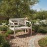 Banc de jardin 
en bois blanc patiné