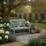Banc de jardin en bois bleu antique