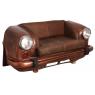 Copper-colored metal and leather car sofa