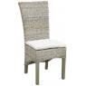 Grey pulut rattan and mahogany dining chair