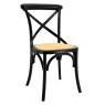 Black lacquered birch wood et natural rattan chairs