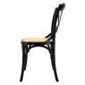 Black lacquered birch wood et natural rattan chairs