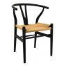 Black lacquered birch wood and paper rope chair