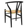 Black lacquered birch wood and paper rope chair