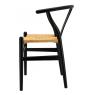 Black lacquered birch wood and paper rope chair