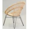 Natural rattan and metal round armchair