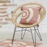 Natural rattan and metal round armchair