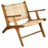 Teak and open weaving rattan armchairs