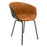 Camel imitation leather and metal armchair