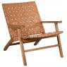 Teak and camel leather armchair