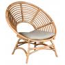 Round rattan and cotton armchair