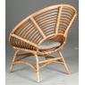 Round rattan and cotton armchair