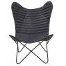 Fauteuil Butterfly en cuir noir