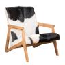 Armchair in teak and natural goatskin