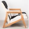 Armchair in teak and natural goatskin