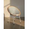 Fauteuil rond en rotin synthétique blanc et gris