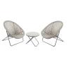 Synthetic grey resin and metal lounger set