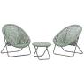 Synthetic green resin and metal lounger set
