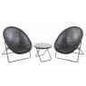 Synthetic black resin and metal lounger set