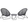 Synthetic black resin and metal lounger set