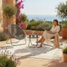 Synthetic black resin and metal lounger set