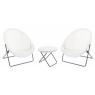 Synthetic white resin and metal lounger set