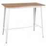 White metal and oiled elm wood high table