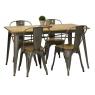 Table industrielle en métal et bois d'orme huilé