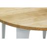 Table industrielle en métal blanc et bois d'orme huilé