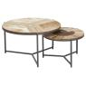 Série de 2 tables basses en métal et bois