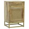 Mango wood and rattan nightstand