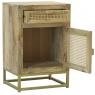 Mango wood and rattan nightstand