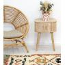 Round rattan and cotton armchair