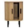 Bedside table in slatted MDF