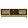 Mango wood and rattan TV stand