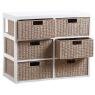 Wood and paper rope chest of 6 drawers