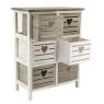 Wooden dark green and antic white chests of 6 drawers Heart