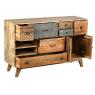 Mango and metal asymetric chests of drawers 