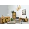 Mango wood and rattan chest of drawers