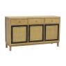 Mango wood and rattan chest of drawers