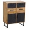 Mango wood and metal chest of drawers