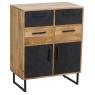 Mango wood and metal chest of drawers