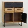 Mango wood and metal chest of drawers
