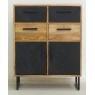 Mango wood and metal chest of drawers