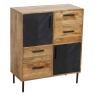 Natural and stained mango wood chest of drawers