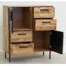 Natural and stained mango wood chest of drawers