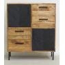 Natural and stained mango wood chest of drawers